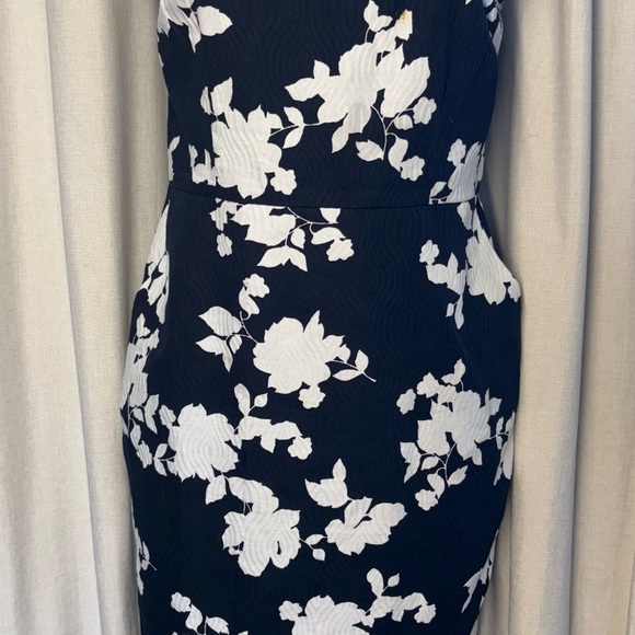 Talbots Strapless Sheath Dress in White and Blue - Picture 15 of 15